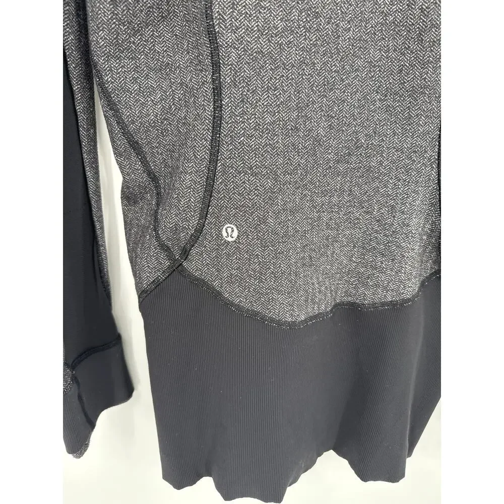 Lululemon Daily Practice Jacket Heathered Herringbone Gray and Black Size 8